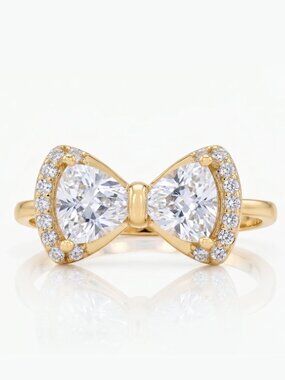 Gold Bow Ring, 925 Sterling Silver, 10k Gold Finish Charmed Aroma